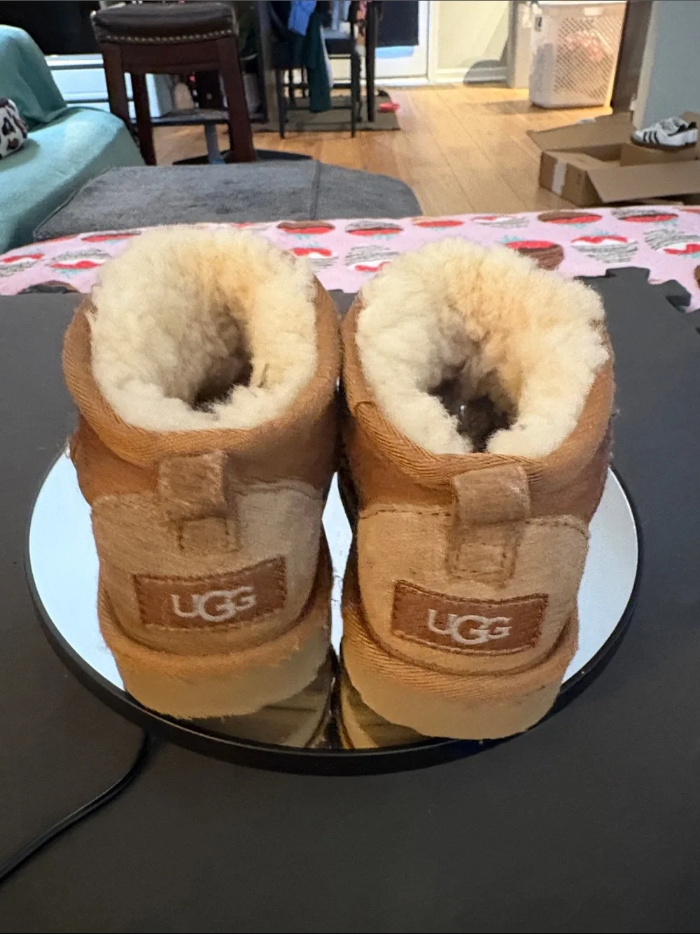 UGG Kids Chestnut Suede Shearling Booties